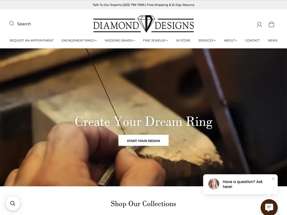 Diamond Designs website screenshot