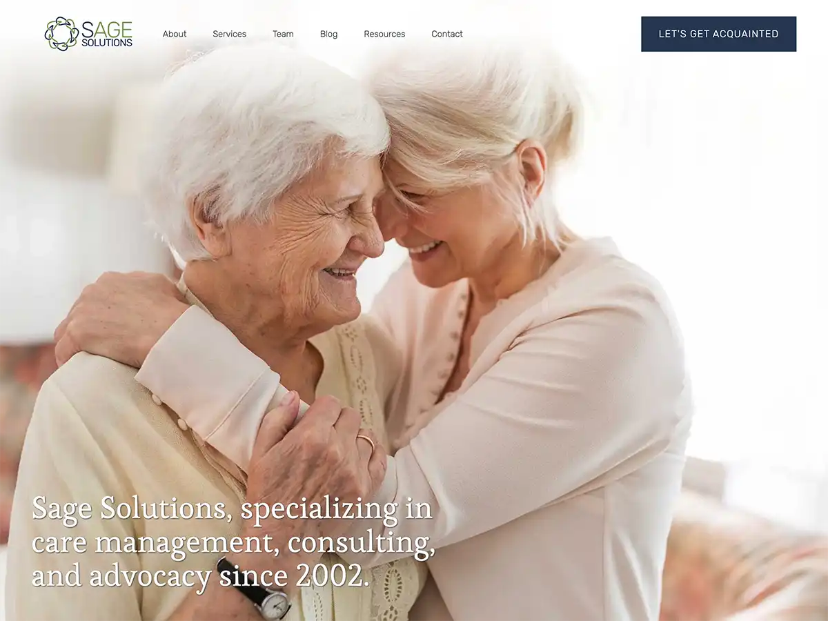 Sage Solutions website screenshot